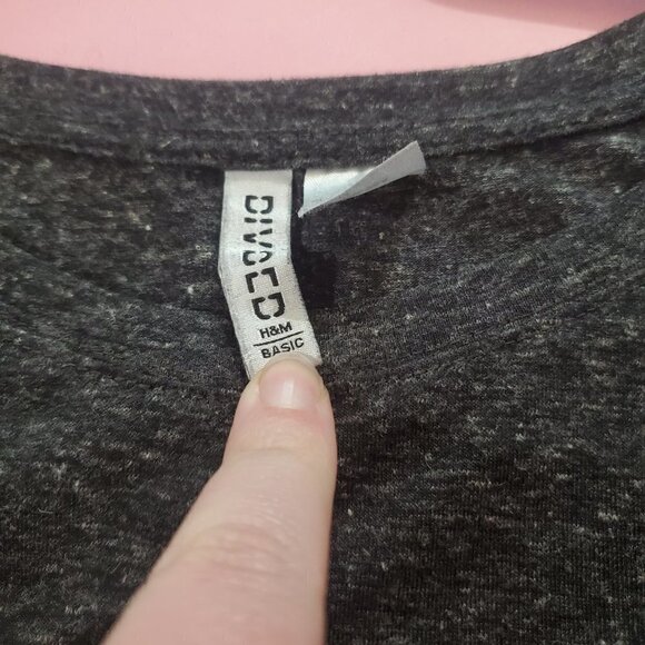 H&M Dark Grey Heathered Basic Short Sleeve T-Shirt - Picture 2 of 4